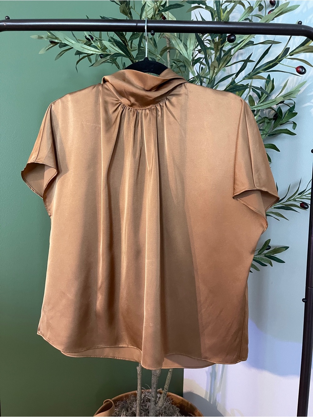 Banana Republic Copper Satin Short-Sleeve Blouse